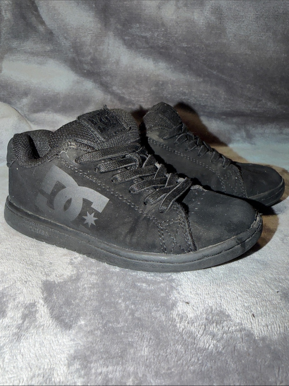 DC Kids Black Low-Top Skate Sneakers with Side Logo